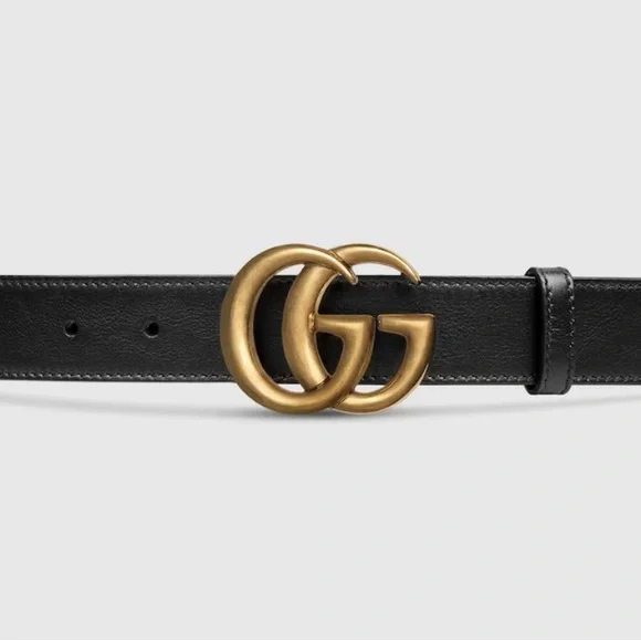 Gucci Black Leather Marmont Belt